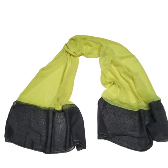 Lime Green and Black Pareo or Sarong Beach Coverup Large Wide Sheer Scarf - NEW - Picture 2 of 7